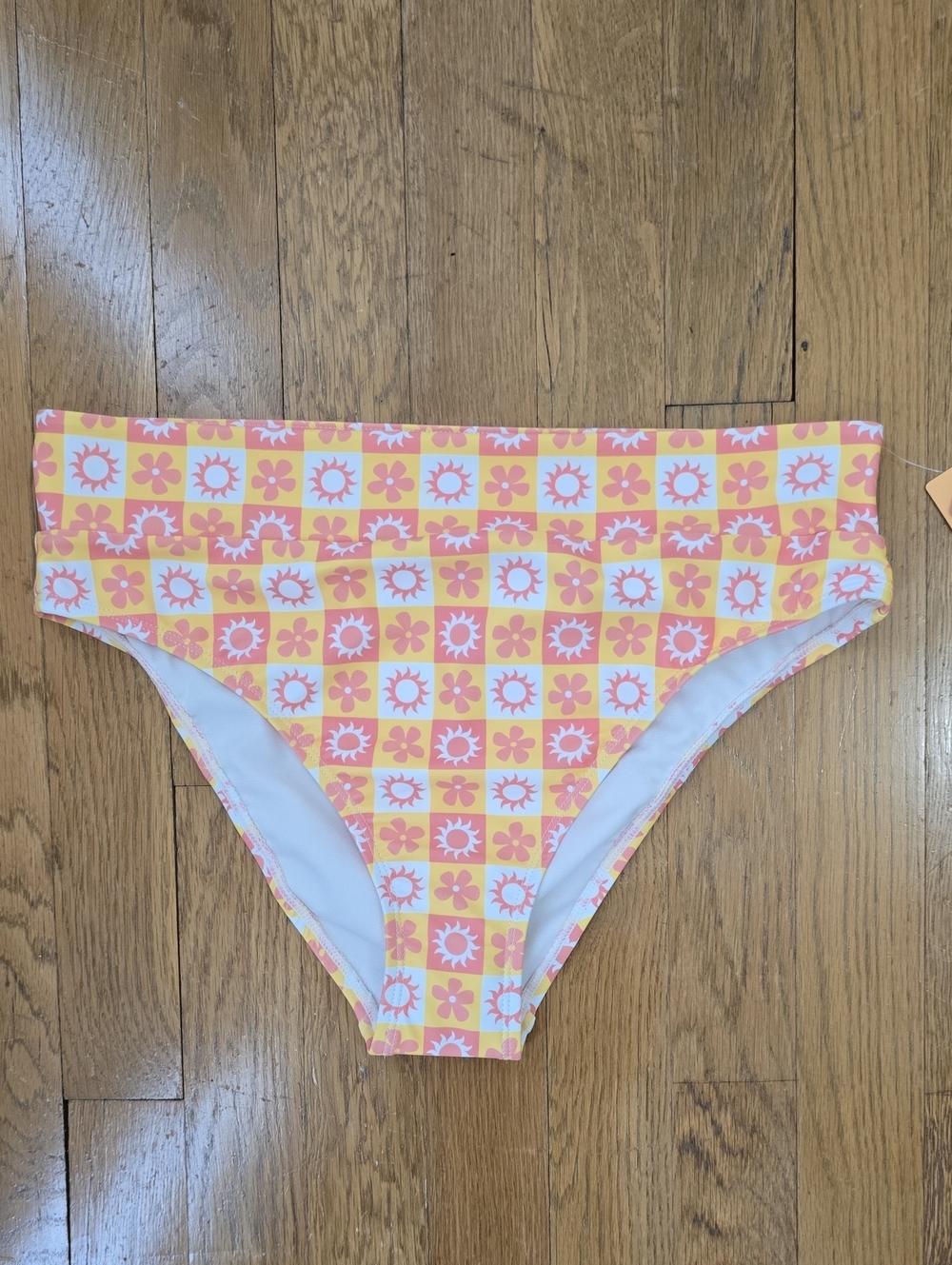 NINETY-NINE BRAND WOMAN'S JUNIOR YELLOW & PINK BATHING SUIT BOTTOM SIZE MEDIUM